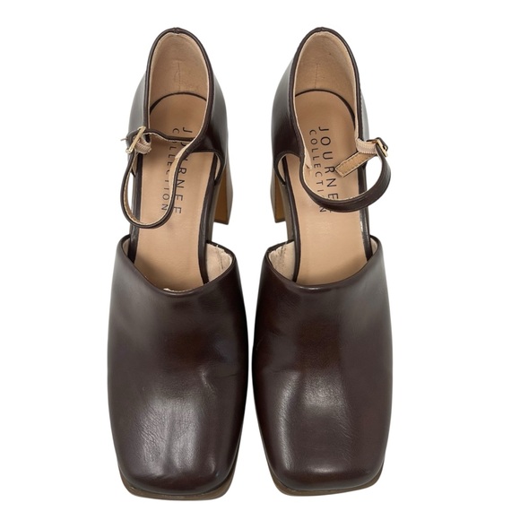 Journee Collection Dark Brown Block Heel Mules - Picture 4 of 9